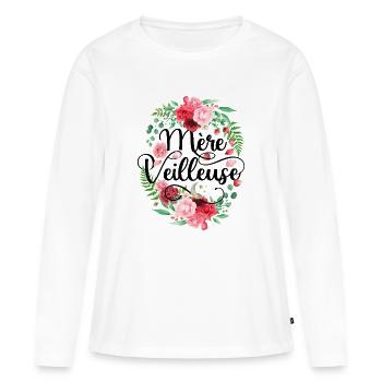Mère Veilleuse Merveilleuse Fête Des Mères - T-shirt manches longues Premium bio Femme - blanc - Devant - Julia (174cm)
