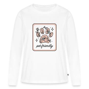 Animaux acceptés - T-shirt manches longues Premium bio Femme - blanc - Devant - Julia (174cm)