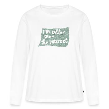Plus vieux qu’Internet - T-shirt manches longues Premium bio Femme - blanc - Devant - Julia (174cm)