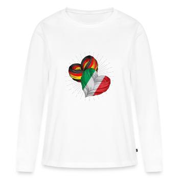 Amitié entre les drapeaux allemands - T-shirt manches longues Premium bio Femme - blanc - Devant - Julia (174cm)