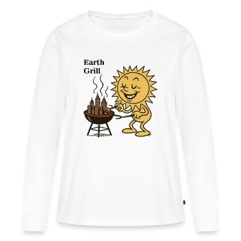 Soleil Barbecue Urbain - T-shirt manches longues Premium bio Femme - blanc - Devant - Julia (174cm)
