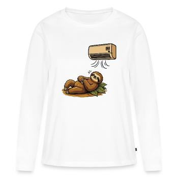 Paresseux estival climatisé chaleur intense - T-shirt manches longues Premium bio Femme - blanc - Devant - Julia (174cm)