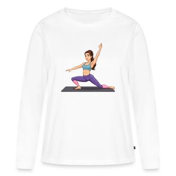 Équilibre dynamique de la force en yoga - T-shirt manches longues Premium bio Femme - blanc - Devant - Julia (174cm)