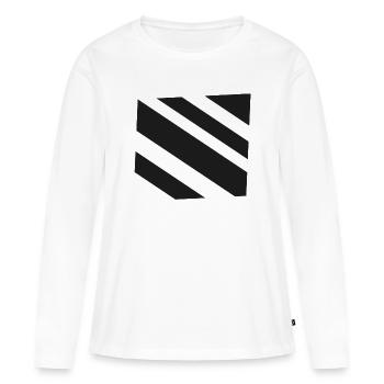 Motif diagonal noir blanc - T-shirt manches longues Premium bio Femme - blanc - Devant - Julia (174cm)