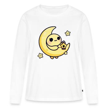 Moonlit Cute Moon with Star Lantern - Women's Premium Organic Long Sleeve Shirt - white - Front - Julia (174cm)