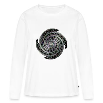 Colour Swirl Vortex Spiral - Women's Premium Organic Long Sleeve Shirt - white - Front - Julia (174cm)