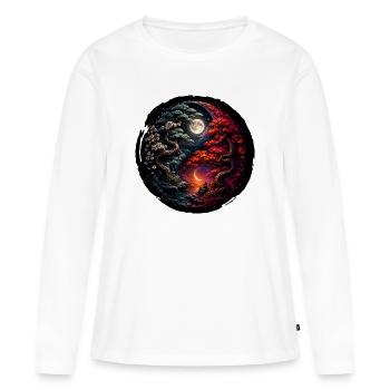Bonsaï Yin-Yang Plant d’arbre japonais - T-shirt manches longues Premium bio Femme - blanc - Devant - Julia (174cm)