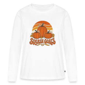 Squash Goals Autumn Pumpkin Trio - T-shirt manches longues Premium bio Femme - blanc - Devant - Julia (174cm)