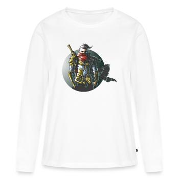 Conception de jeux Warrior Ninja Samurai - T-shirt manches longues Premium bio Femme - blanc - Devant - Julia (174cm)
