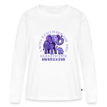 Je me souviens pour vous – l’éducation à Alzheimer - T-shirt manches longues Premium bio Femme - blanc - Devant - Julia (174cm)