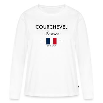 Courchevel Frankreich Koordinaten Reise Souvenir - Frauen Premium Bio Langarmshirt - Weiß - Vorne - Julia (174cm)