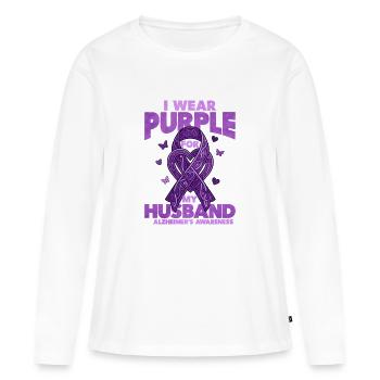 Mari – Éducation à la maladie d’Alzheimer - T-shirt manches longues Premium bio Femme - blanc - Devant - Julia (174cm)