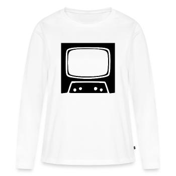 TV rétro vintage années 80 et 90 - T-shirt manches longues Premium bio Femme - blanc - Devant - Julia (174cm)