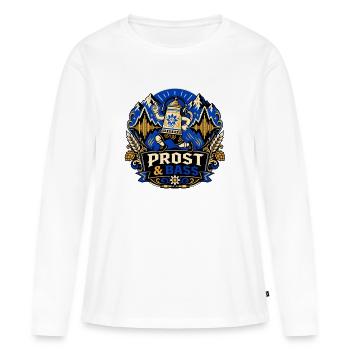 Chope de bière avec casque – Festival de musique - T-shirt manches longues Premium bio Femme - blanc - Devant - Julia (174cm)