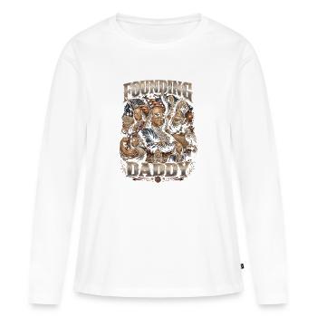 Le père fondateur Ben Franklin, 4 juillet - T-shirt manches longues Premium bio Femme - blanc - Devant - Julia (174cm)