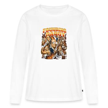 Le père fondateur Ben Franklin, 4 juillet - T-shirt manches longues Premium bio Femme - blanc - Devant - Julia (174cm)