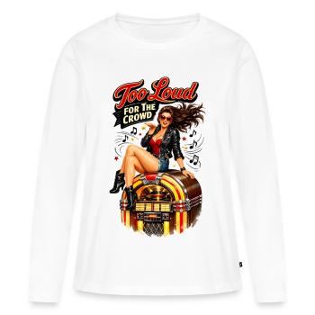 Pin-up rockabilly : trop bruyant pour la foule - T-shirt manches longues Premium bio Femme - blanc - Devant - Julia (174cm)