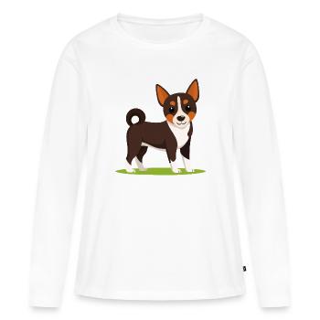 Pinscher miniature (bande dessinée) - T-shirt manches longues Premium bio Femme - blanc - Devant - Julia (174cm)