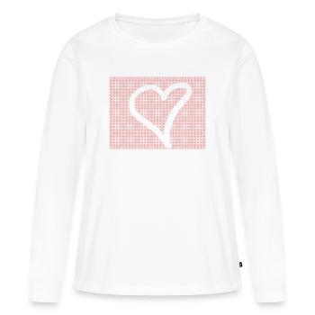 Contour du cœur en point rouge - T-shirt manches longues Premium bio Femme - blanc - Devant - Julia (174cm)