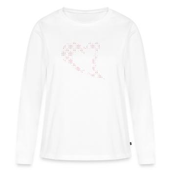 Design du cœur en forme de dote à point rouge - T-shirt manches longues Premium bio Femme - blanc - Devant - Julia (174cm)