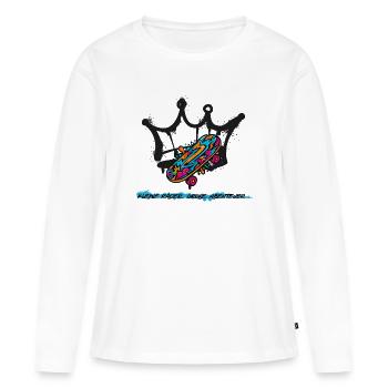 Skatershirt für Kids - Frauen Premium Bio Langarmshirt - Weiß - Vorne - Julia (174cm)