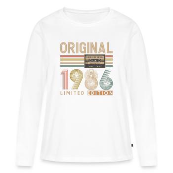 40e anniversaire, 40 ans - T-shirt manches longues Premium bio Femme - blanc - Devant - Julia (174cm)
