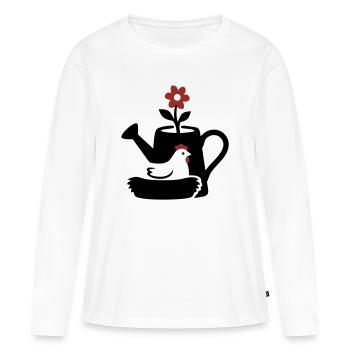 Graphique graphique de nid de poulet en arrosoir - T-shirt manches longues Premium bio Femme - blanc - Devant - Julia (174cm)