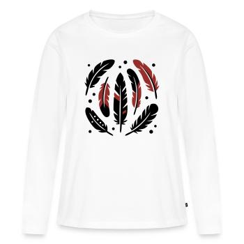 Logo du cercle de plumes d’oiseau - T-shirt manches longues Premium bio Femme - blanc - Devant - Julia (174cm)