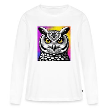 hibou - T-shirt manches longues Premium bio Femme - blanc - Devant - Julia (174cm)