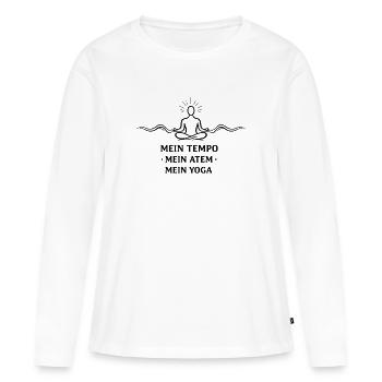 Mein Tempo Mein Atem Mein Yoga - - Frauen Premium Bio Langarmshirt - Weiß - Vorne - Julia (174cm)