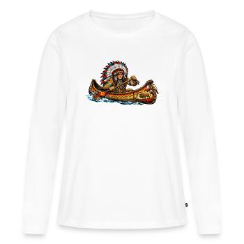 Les Indiens en canoë - T-shirt manches longues Premium bio Femme - blanc - Devant - Julia (174cm)