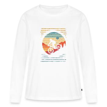 VTT vintage - T-shirt manches longues Premium bio Femme - blanc - Devant - Julia (174cm)