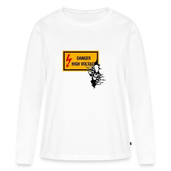 Graphique du crâne à tension de danger - T-shirt manches longues Premium bio Femme - blanc - Devant - Julia (174cm)