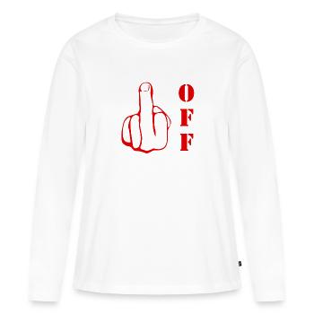 Déclaration rebelle du majeur, va te faire foutre. - T-shirt manches longues Premium bio Femme - blanc - Devant - Julia (174cm)
