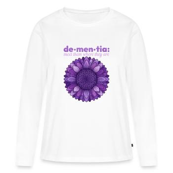 Sentier des Fleurs de Démence : Rencontrez-les - T-shirt manches longues Premium bio Femme - blanc - Devant - Julia (174cm)