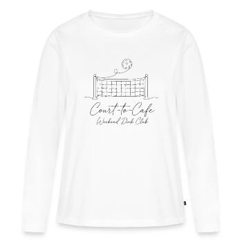 Pickleball Line Art Shirt – Minimalist Court-to-Ca - Women's Premium Organic Long Sleeve Shirt - white - Front - Julia (174cm)