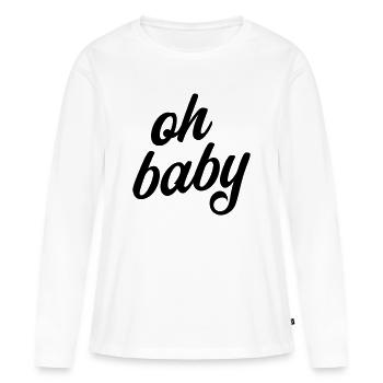 T-shirt Oh Bébé qui dit grossesse - T-shirt manches longues Premium bio Femme - blanc - Devant - Julia (174cm)