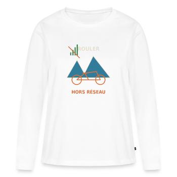 Rouler hors réseau - T-shirt manches longues Premium bio Femme - blanc - Devant - Julia (174cm)