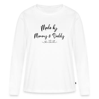 Made by Mommy and Daddy - Frauen Premium Bio Langarmshirt - Weiß - Vorne - Julia (174cm)