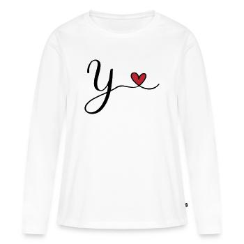 Y Letter Initial Monogram Design with Heart - Women's Premium Organic Long Sleeve Shirt - white - Front - Julia (174cm)