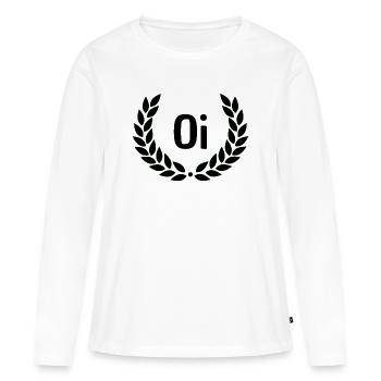 Contour de la couronne de laurier vert - T-shirt manches longues Premium bio Femme - blanc - Devant - Julia (174cm)
