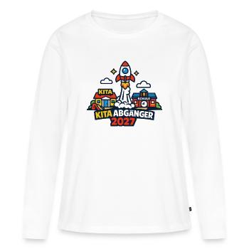 Kita Abgänger 2027 Rakete – Schulanfang Design - Frauen Premium Bio Langarmshirt - Weiß - Vorne - Julia (174cm)