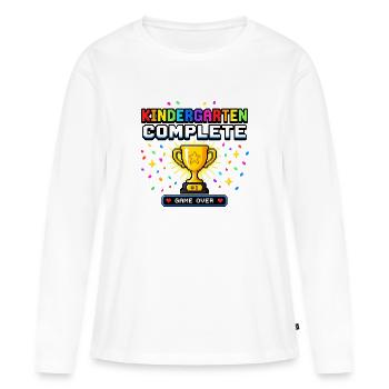 Kindergarten Complete Cup 8-Bit – Conception de jeux - T-shirt manches longues Premium bio Femme - blanc - Devant - Julia (174cm)