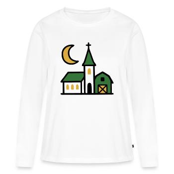 Œuvres d’art de la lune de l’église du village - T-shirt manches longues Premium bio Femme - blanc - Devant - Julia (174cm)