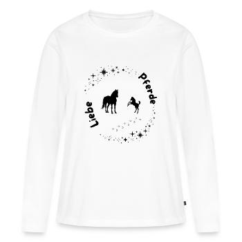 Cercle des étoiles Amour des chevaux - T-shirt manches longues Premium bio Femme - blanc - Devant - Julia (174cm)