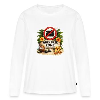 Cadeau de retraite drôle pour un collègue - T-shirt manches longues Premium bio Femme - blanc - Devant - Julia (174cm)