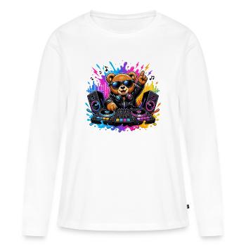 Teddy Bear DJ Neon Splash - Women's Premium Organic Long Sleeve Shirt - white - Front - Julia (174cm)