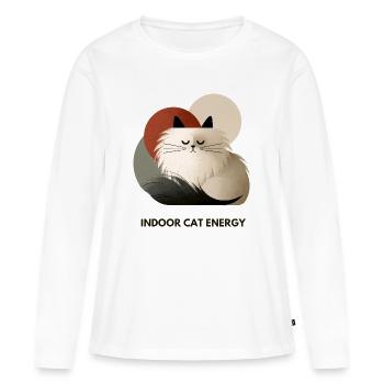 Design d’illustration rétro énergétique pour chats d’intérieur - T-shirt manches longues Premium bio Femme - blanc - Devant - Julia (174cm)