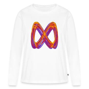 Boucles lumineuses de l’Attracteur étrange de l’infini - T-shirt manches longues Premium bio Femme - blanc - Devant - Julia (174cm)