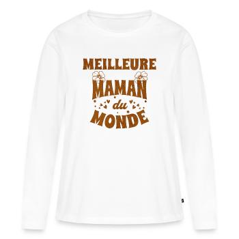 Meilleure Maman du Monde - cadeau pour mère - T-shirt manches longues Premium bio Femme - blanc - Devant - Julia (174cm)